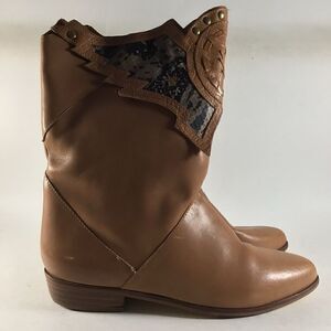 Paolo Fellicce womens western leather ankle boots brown size 6.5 B